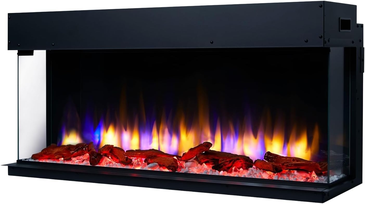 Endeavour Fires 40''/1030mm Rosedale 3D Media Wall Inset Electric Fireplace with Multi Flame Colours Log & Crystal Set, 7day Programmable Remote Control 1&2kW
