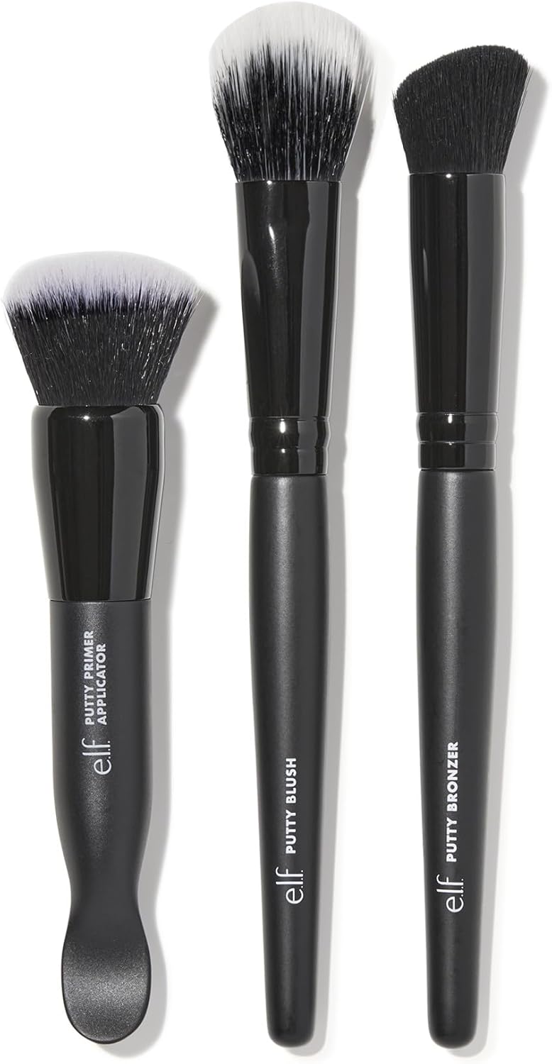 e.l.f. Putty Tools Trio, Set Of 3 Face Makeup Brushes For Putty Products, Helps You Easily Blend Putty Primer, Blush & Bronzer, Vegan & Cruelty-Free