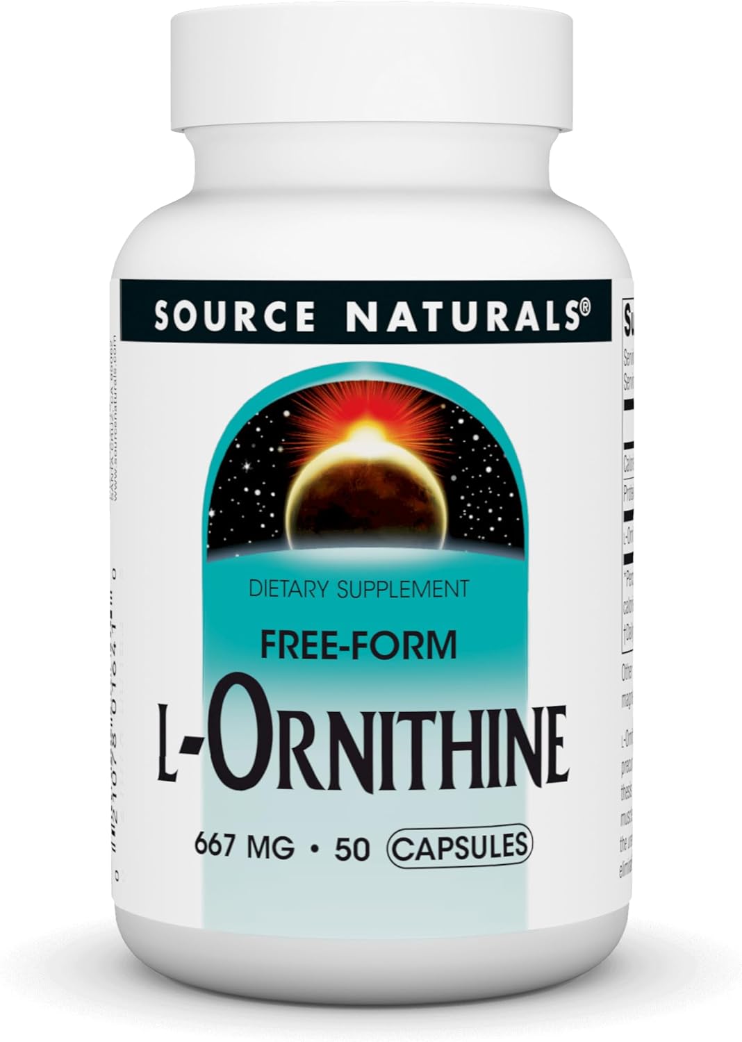 Source Naturals L-Ornithine Free Form Amino Acid Supplement for Muscle Support* 667mg - 50 Capsules