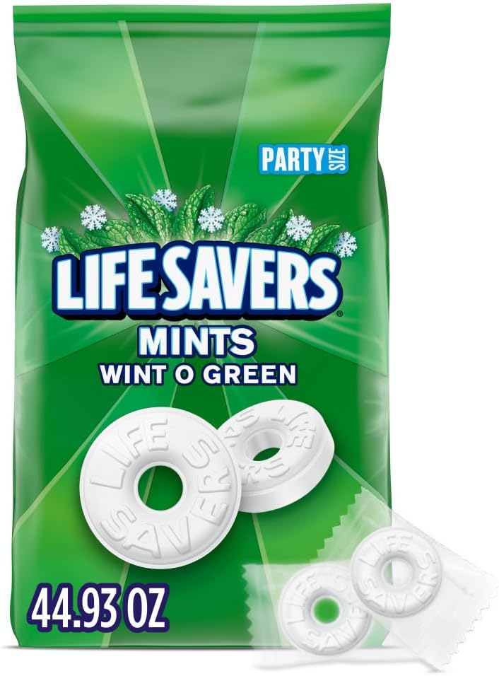 LIFE SAVERS Wint-O-Green Breath Mint Bulk Hard Candy, Party Size, 44.93 oz Bag