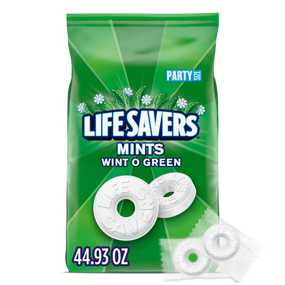 LIFE SAVERS Mints, Bulk Hard Candy Wint-O-Green Breath Mints, 44.93 oz Party Size
