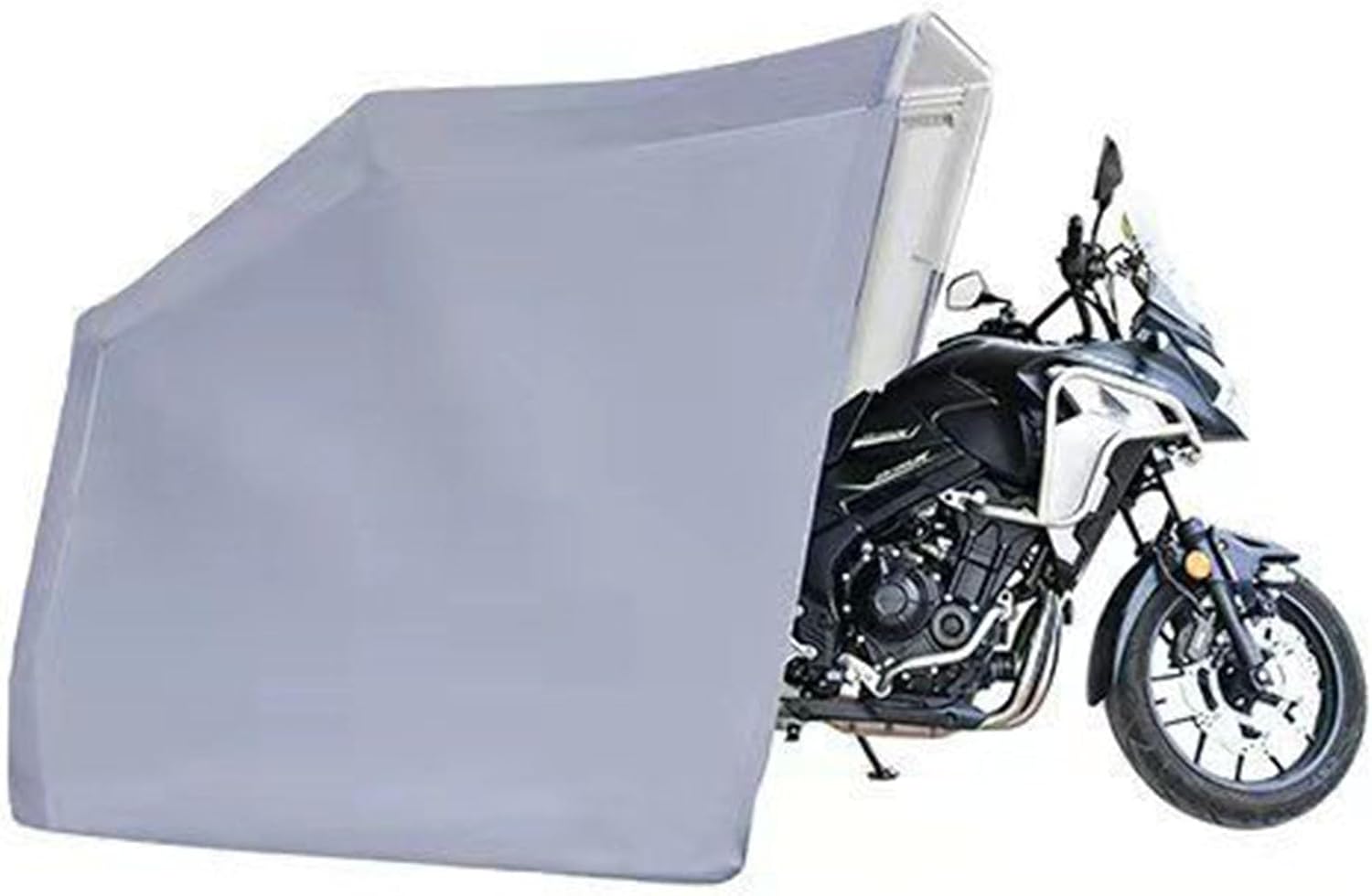 CAULO 600D Oxford Motorbike Shed Fully-Automatic Remote Control Stainless Steel Shelter (Silver 102 * 51 * 62in)