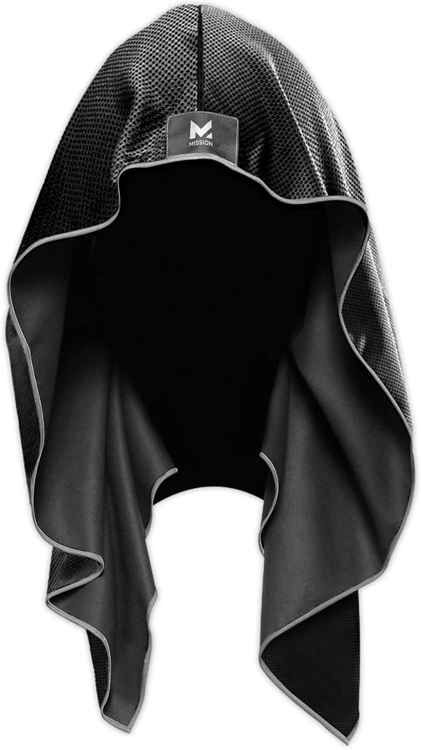 MISSION Cooling Hoodie Towel- Hood Towel, Evaporative Cool Technology, Cools Instantly When Wet, UPF 50 Sun Protection, Contours Your Head to Stay in Place, Great for Sports, Fitness, Gym