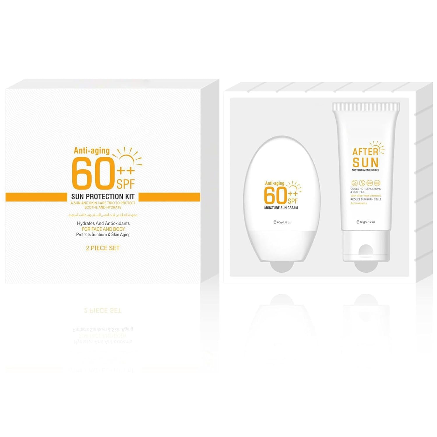 Dr Rashel Sunscreen SPF 60 Travel Size Sun Protection Kit - Anti Aging Moisture Cream for Face & Body, After Sun Gel, Beach Essentials