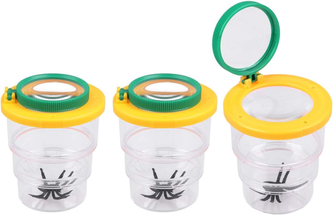Toyvian 3PCS Bug Viewer, Portable Insect Observation Box Insect Cage Magnifying Bug Magnifier Container Bug Catcher Cage for Kids Science Nature Exploration Toys