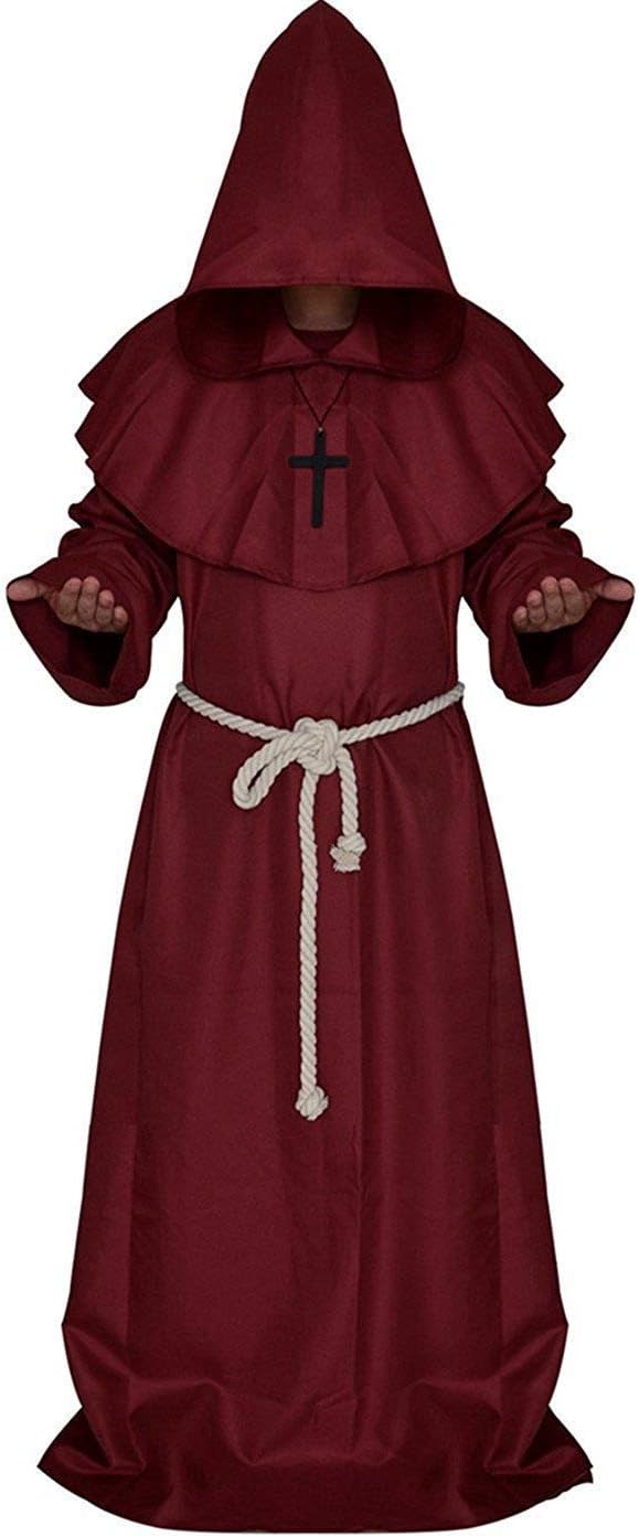 LHJ Friar Medieval Hooded Monk Renaissance Priest Robe Costume Cosplay