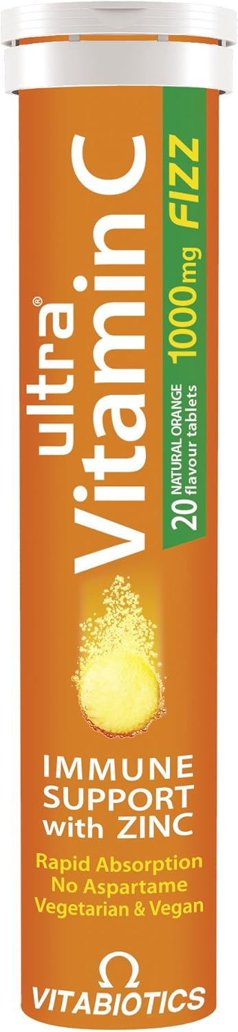 1000mg Ultra Vitamin C Immune Support With Zinc 20 Effervescent Orange Flavour Tablets by Ultra