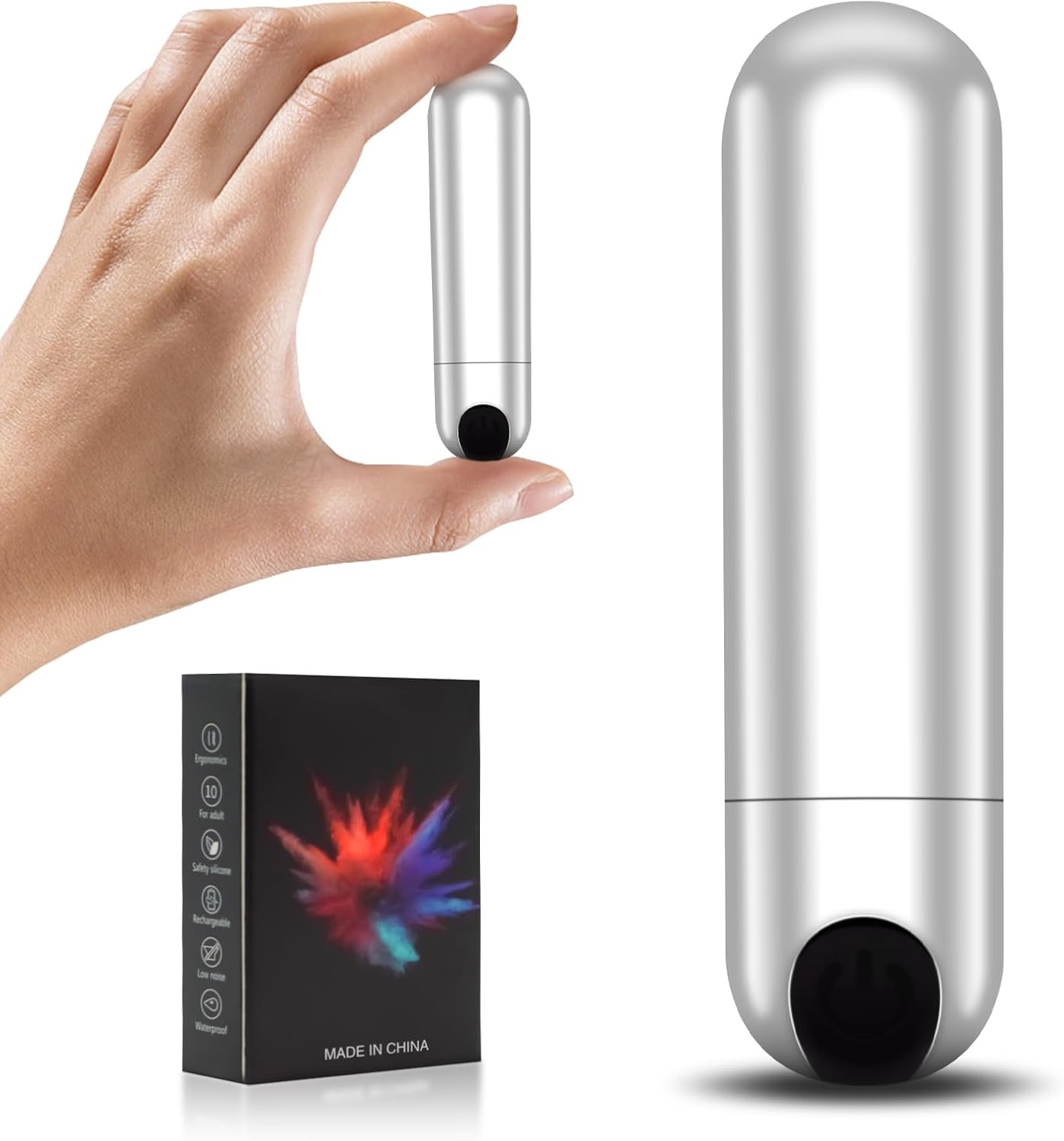 Handheld Cordless Massager Waterproof USB Rechargeable Massage (Sliverblack)