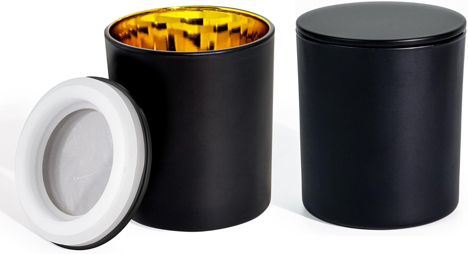 Bulk ​Candle Jars for Candle Making, Luxury Container with Electroplated Interior, 12PCS Vessel with Metal Lids Empty Jars - Gold Inner