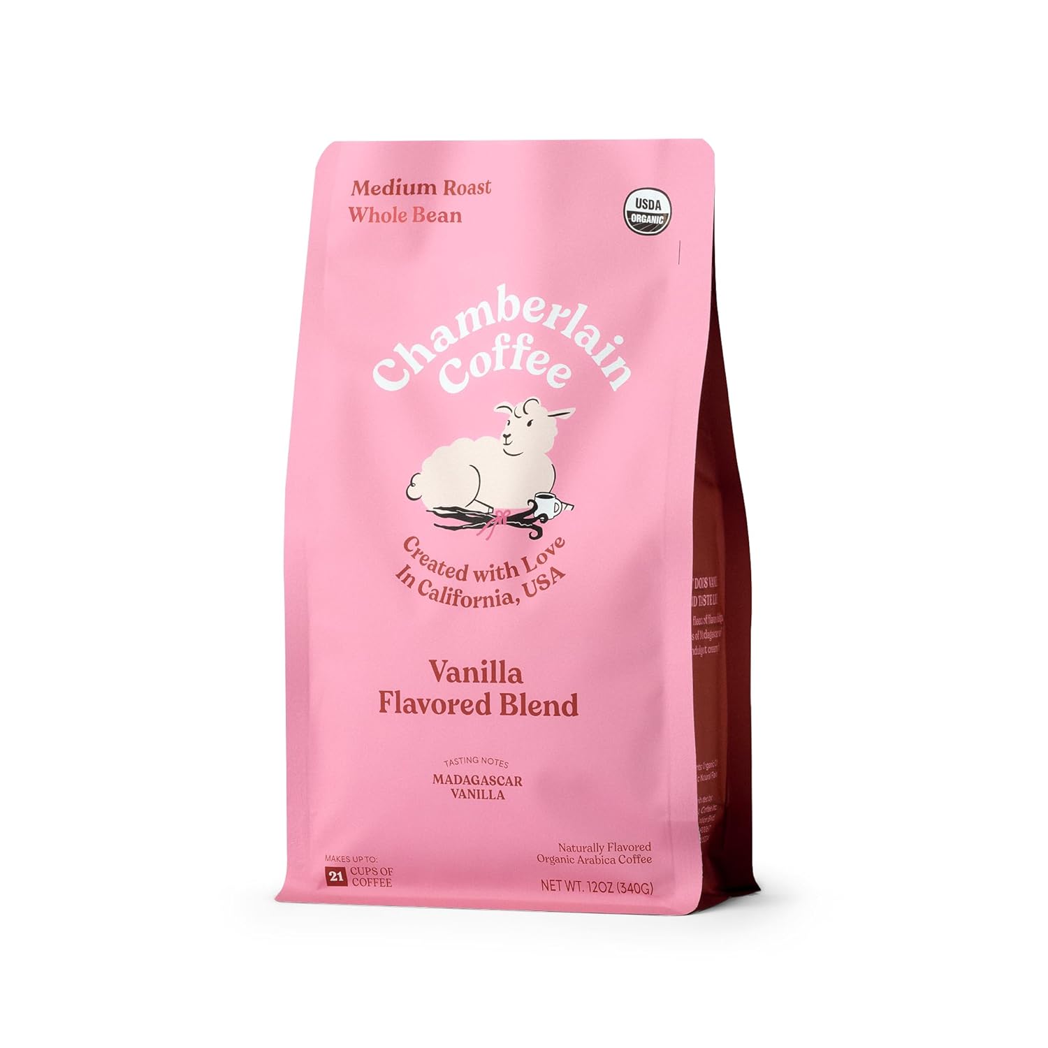 Chamberlain Coffee Fluffy Lamb Vanilla Blend - Medium Roast Coffee Beans with Notes of Madagascar Vanilla - Whole Bean Specialty Coffee from Nicaragua, Freshly Roasted In California - 10 oz