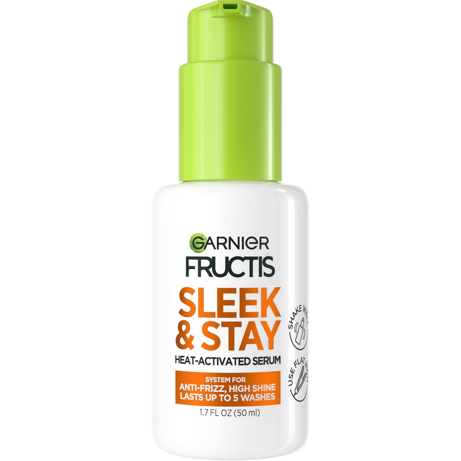 Garnier Fructis Sleek and Shine Sleek and Stay Hair Serum for Frizzy, Dry Hair, Heat Protectant Formulated with Alpha Silane, 1.7 Fl Oz(Packaging May Vary)