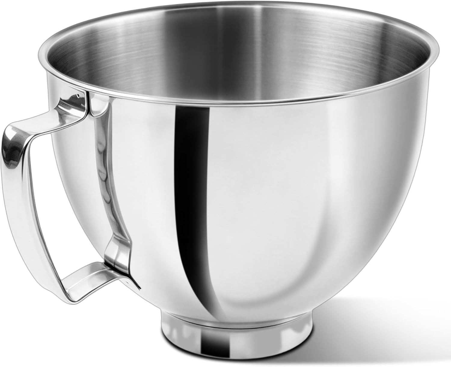Stainless Steel Mixing Bowl with Handle for KitchenAid 4.5 & 5 Qt Tilt-Head Stand Mixer, Fits Artisan, Classic, KSM150, K45SS, 4.5-Quart Replacement Bowl, Dishwasher Safe