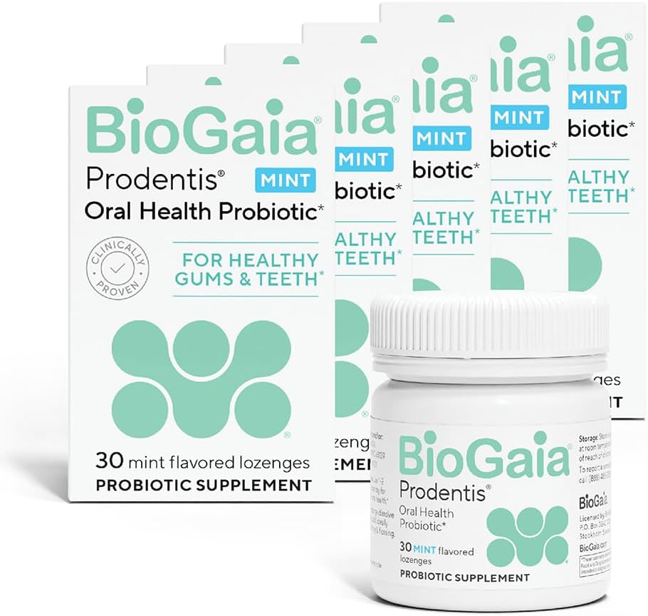 BioGaia Prodentis | Dental Probiotic Lozenges | Promotes Healthy Gums & Teeth | Defends Against Dental Problems | Replenishes Oral Microbiome | Improves Oral Health | Mint Flavor | Pack of 5
