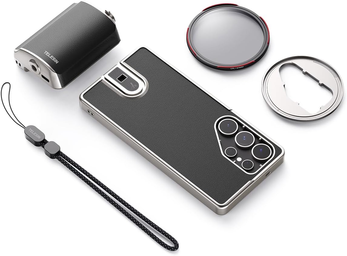 TELESIN Fun Shot Mastergrip Phone Camera Grip Photography Kit (Grip + Phone Case + 67mm CPL Filter Lens) for Samsung Galaxy S25 Ultra, Comfort Ergonomic Professional Master Handle Holder