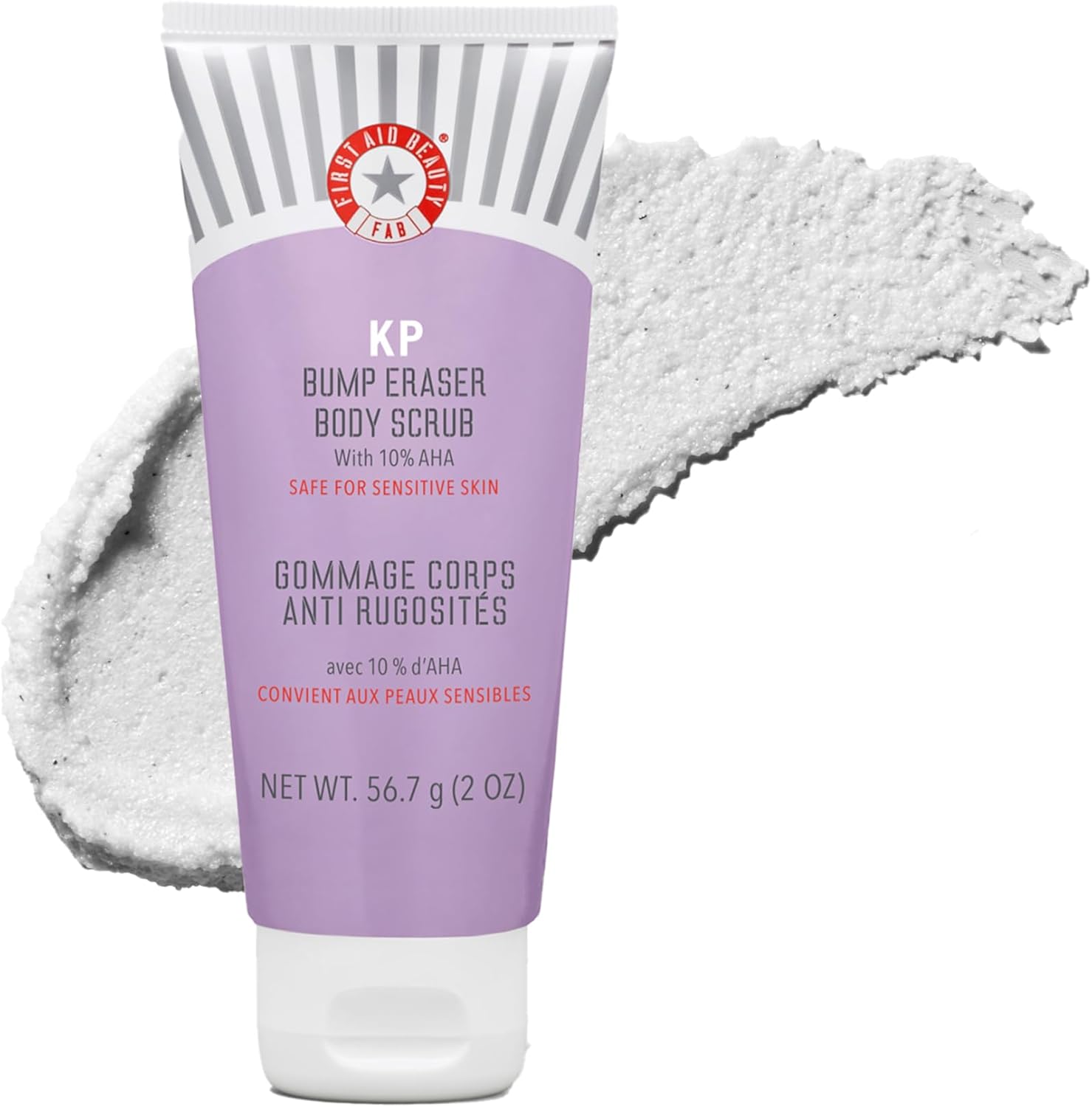 First Aid Beauty - KP Bump Eraser Body Scrub with 10% AHA, Keratosis Pilaris Skin Exfoliater with Glycolic and Lactic acids, Helps Reduce Chicken Skin Bumps, Safe for Sensitive Skin, 56.7g