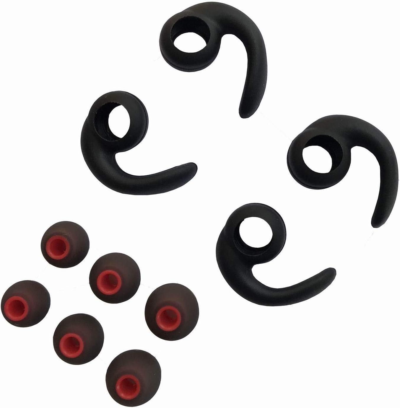 Earbuds Replacement Tips Soft Silicone Earbud Locks Sport Grips Earphones Stabilizer Fins Wings Tips for in-Ear and Ear Canal Earbuds (2Black-M)