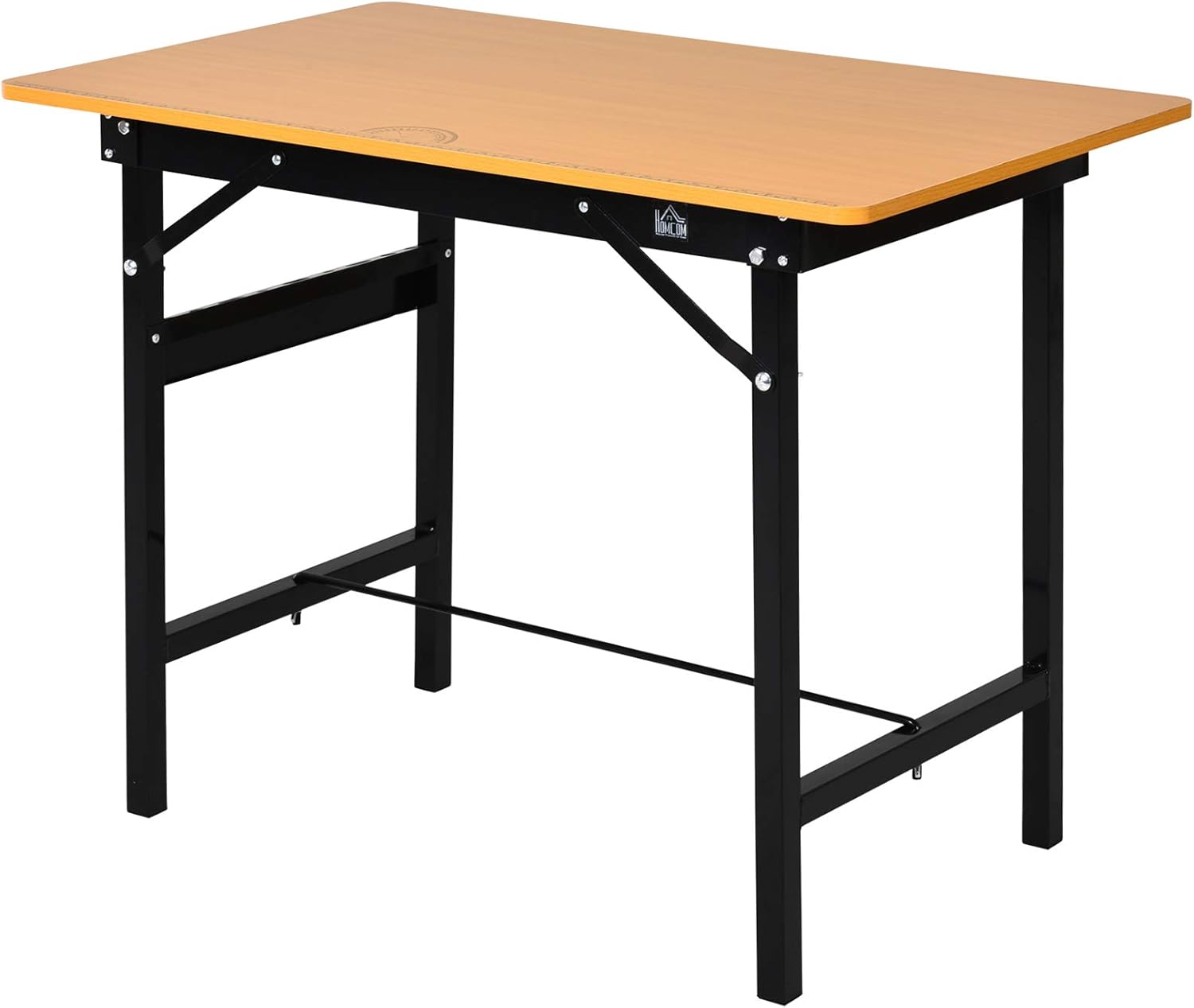 HOMCOM 100 cm Foldable Garage Work Bench, Craft Table MDF Workstation, Heavy-duty Steel Frame with Ruler, Protractor