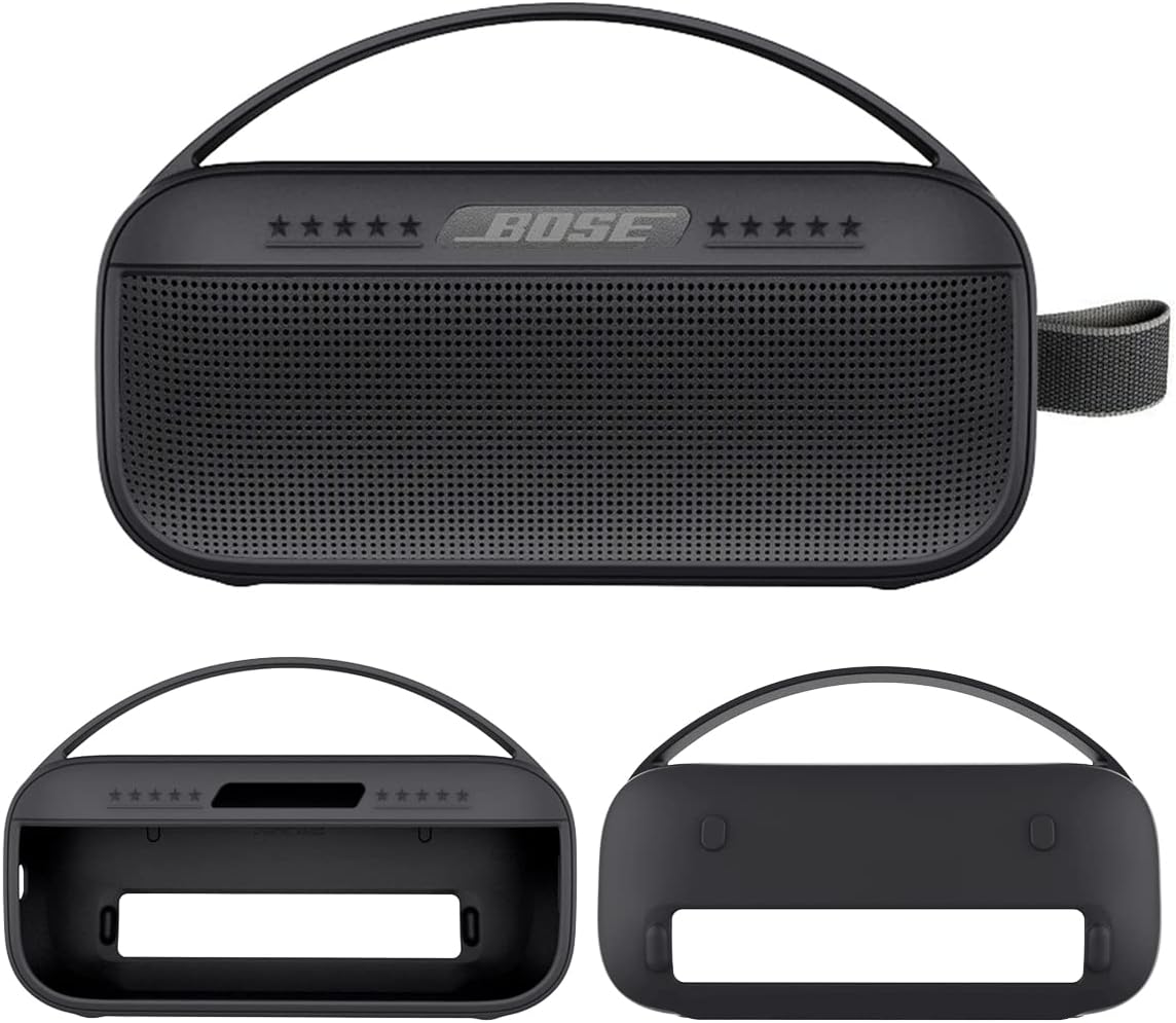 JCHPINE Silicone Cover Case for Bose SoundLink Flex Bluetooth Portable Speaker 1st Gen, Protective Skin Sleeve for Bose SoundLink Flex Speaker Accessories (Only Silicone Case) (Dark Black)