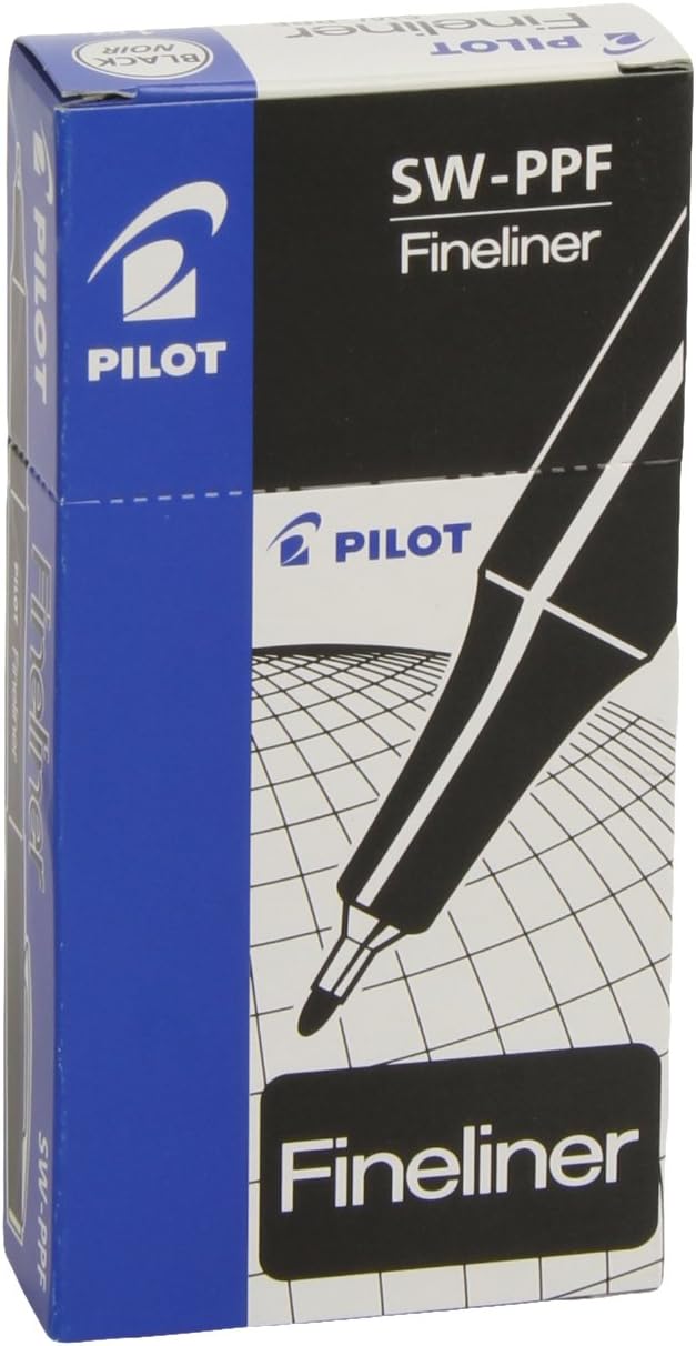 Pilot Fineliner 1.2 mm Tip - Black, Box of 12