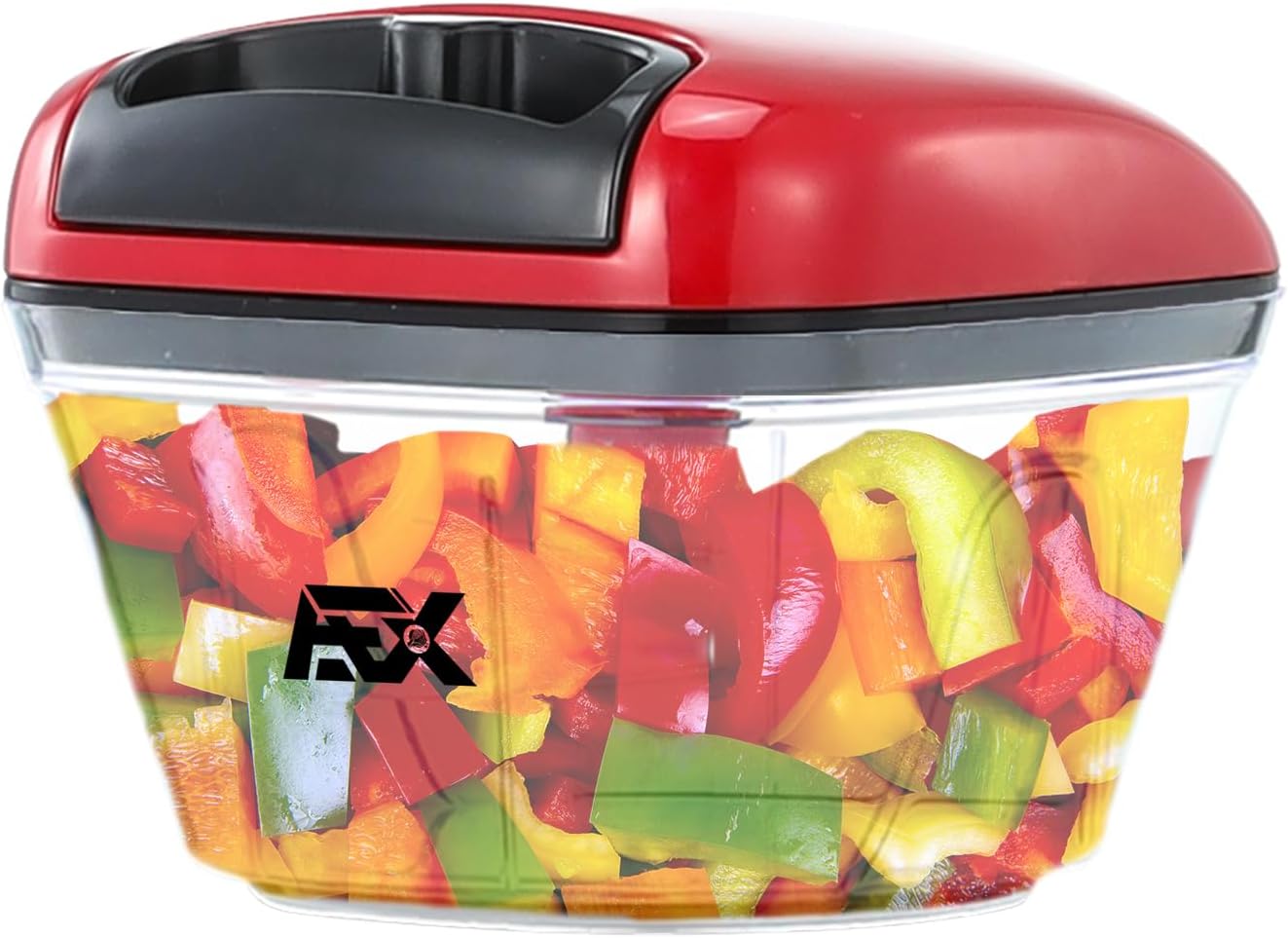 AEX Manual Food Processors Multi-Function Chopper with Lid and Handle, Garlic Press Vegetable Chopper Shredder Vegetables Preps for Home Kitchen 550ml (Persian Red)