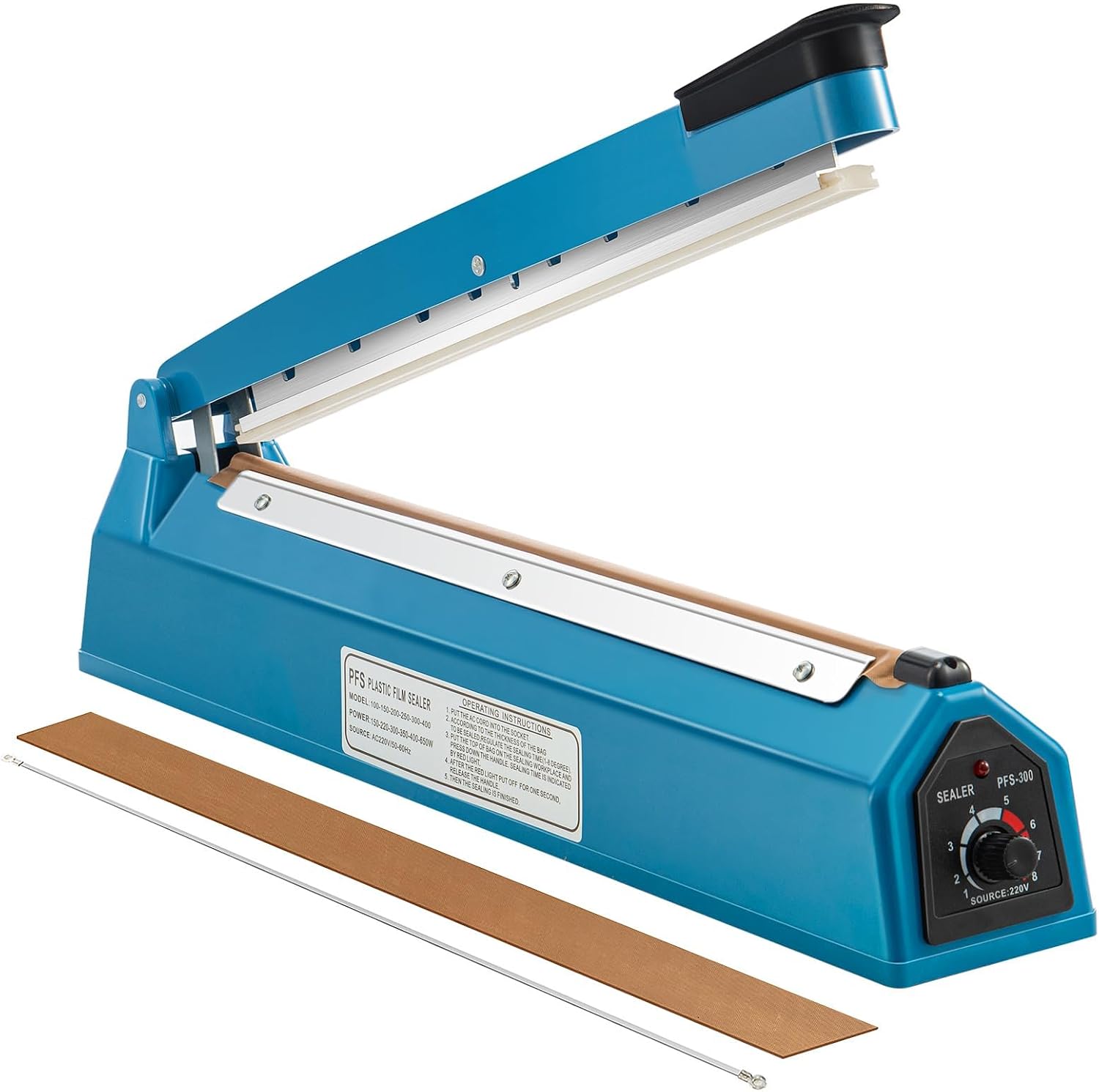 CROWNSHOP 300mm Impulse Heat Sealer Manual Plastic Bag Sealing Machine