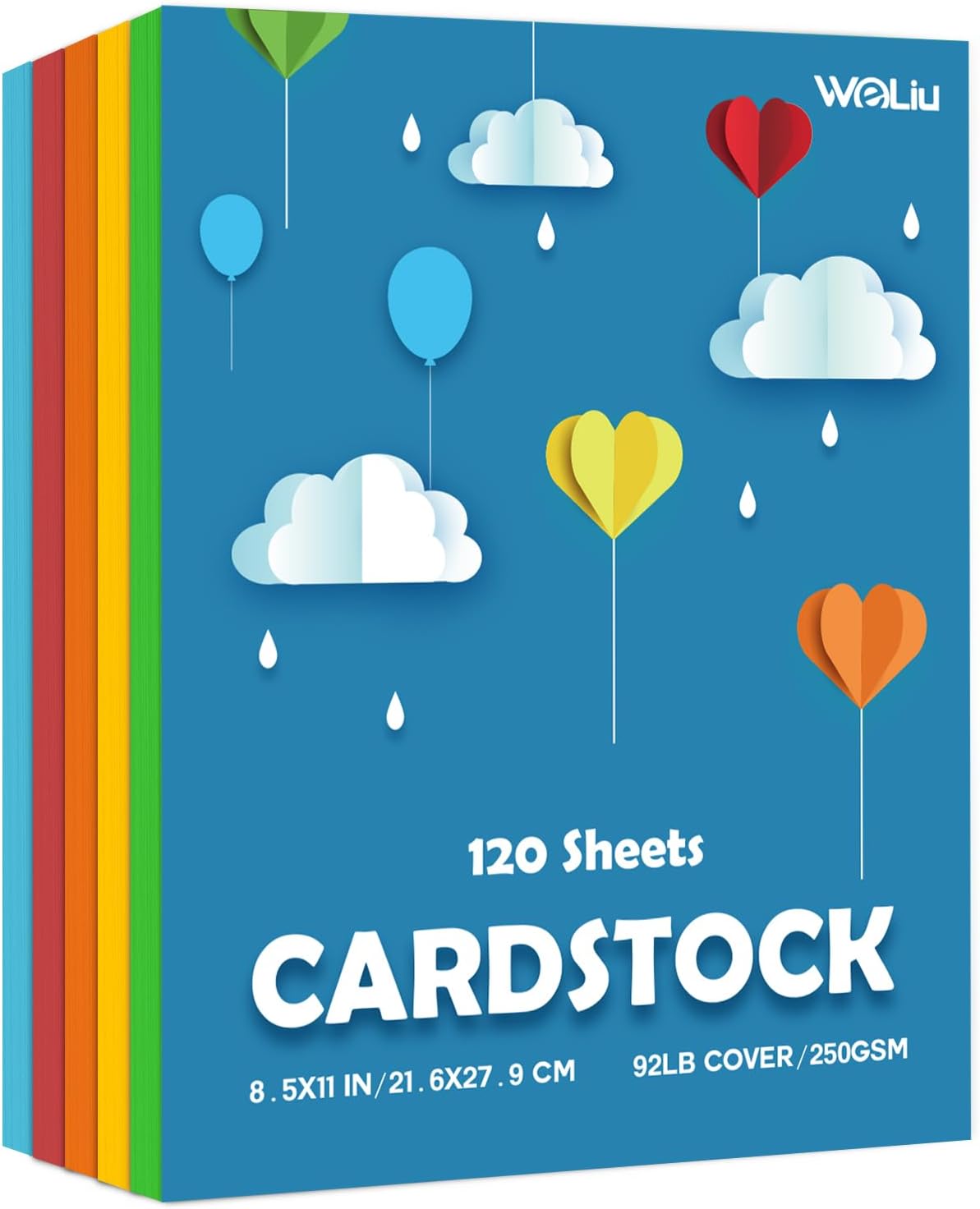 Cardstock 8.5x11 Inch Colored Paper, 5 Colors 120 Sheets Card Stock, Cardstock Paper for Scrapbooking, DIY Crafts, Assorted Cards Making (92LB Cover/250GSM)