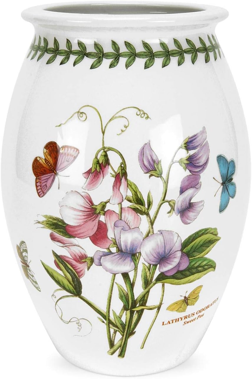 Portmeirion Home & Gifts BG75055 Vase Large Sweet Pea, Ceramic, White,Green