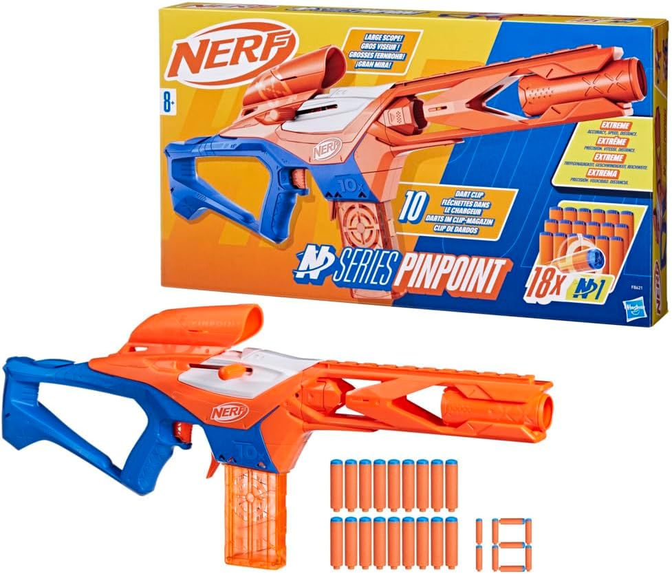 Nerf N Series Pinpoint Blaster Toy for Kids, Dart Launcher with 18 Official N1 Foam Darts