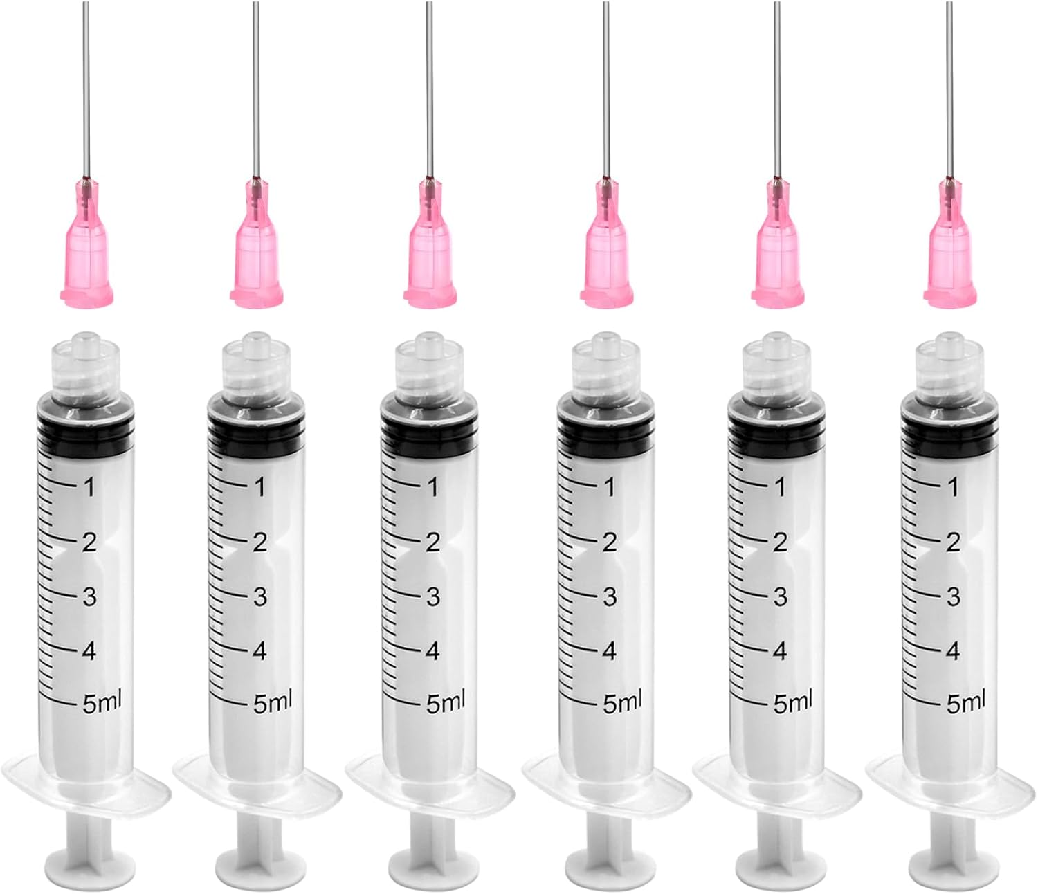 TOPBELIEF 12 Pcs Syringe 5ml, Plastic, Non-Sterile, Reusable, Blunt Needle, Lab, Industrial, Scientific, DIY, Craft, Ink Refill, Lubricant, Sealant