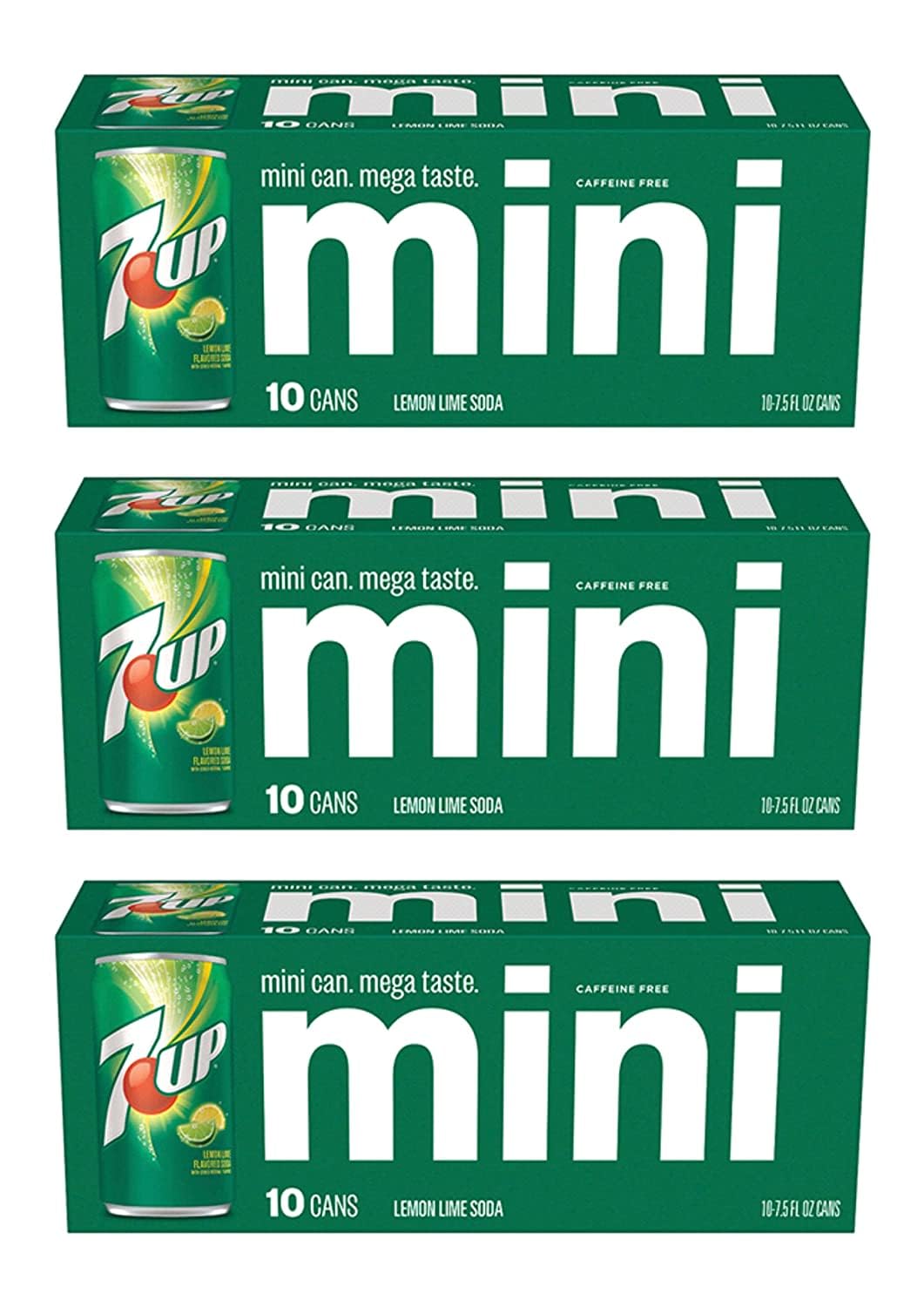 Mini 7up Sodas - 10 pack (3 cases of 10 packs for a total of 30 cans)