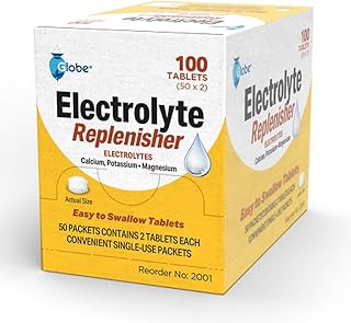 Globe Electrolyte Replacement Tablets for Rehydration, Exercise Recovery, Youth & Adult Athletes, Hiking, Camping, & Sports Recovery and More... 50 Packets of 2 Tablets Each, 100 Count