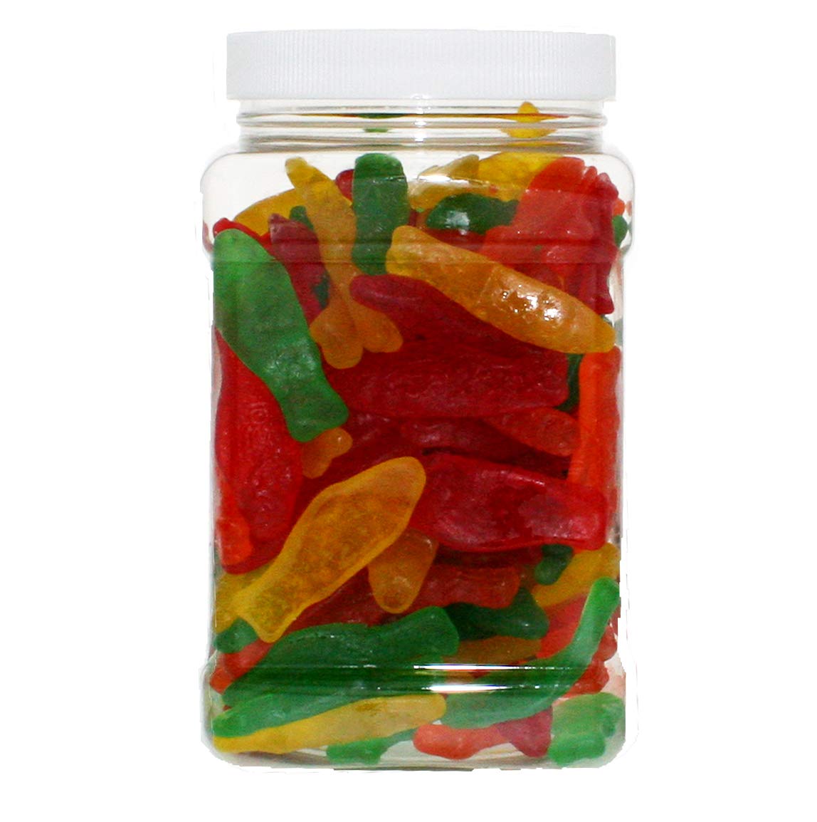 Swedish Fish Assorted Large 2LB - Original Assorted Chewy Swedish Fish in 48 FL OZ Gift Ready Reusable Square Jar