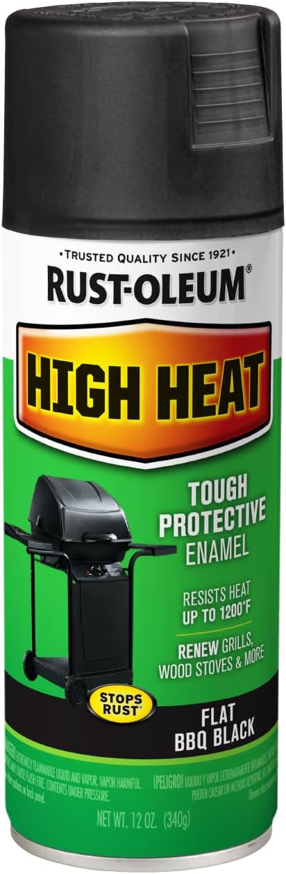 Rust-Oleum 7778830 High Heat Enamel Spray Paint, Bar-B-Que Black, 12-Ounce