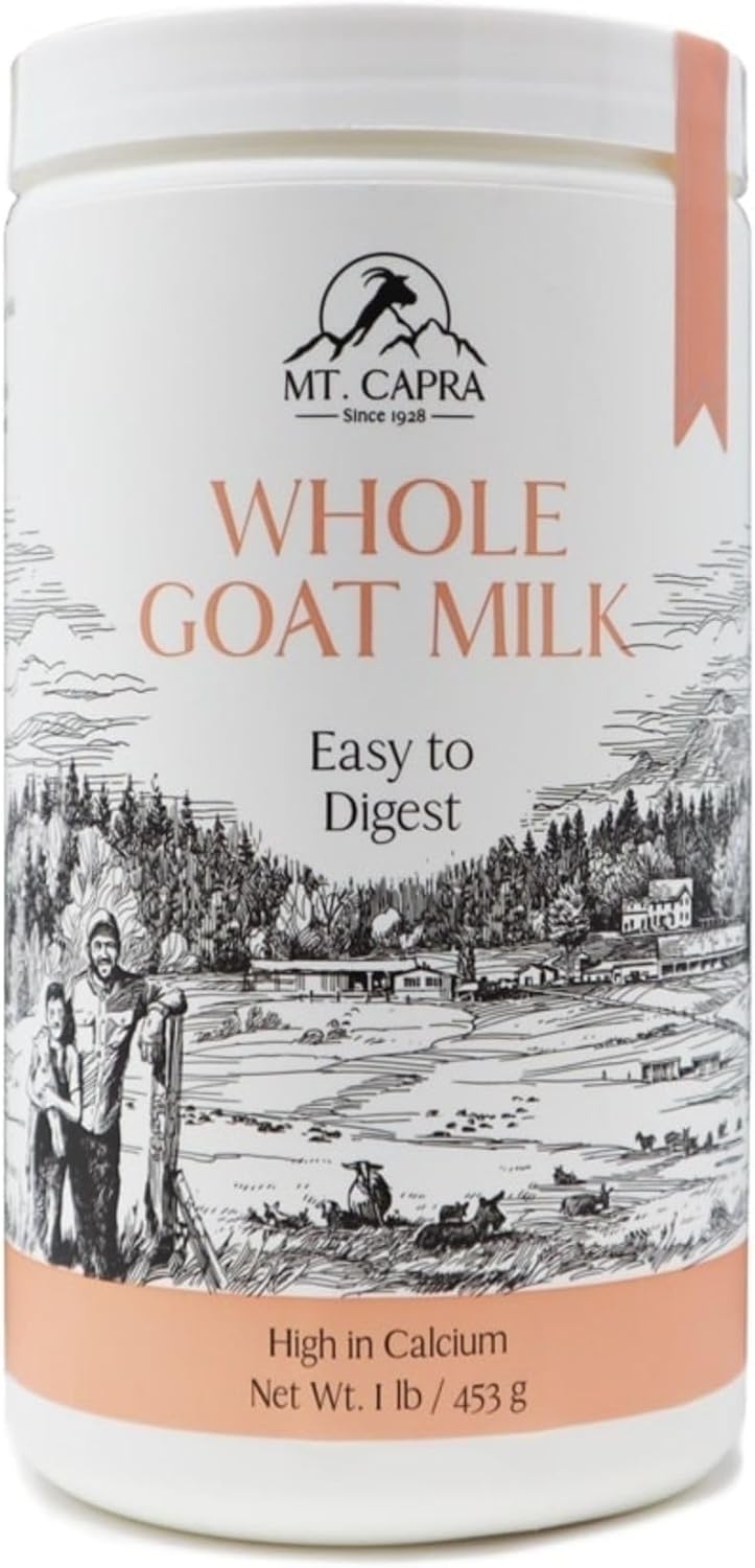 Whole Goat Milk | from Non-GMO, Grass-Fed Goats, Creamy, Great Tasting, Easy to Digest, A2 Milk | 16 Servings - 1 Pound