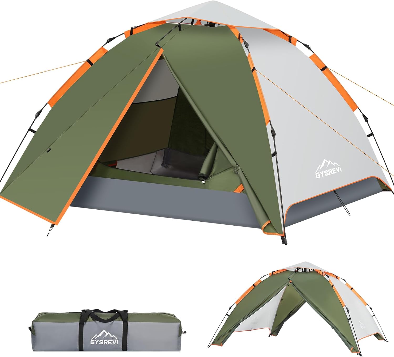 Camping Tent, 3 Man Instant Pop Up Tent Waterproof, Large Double Layer Automatic Dome Tent, Outdoor Backpacking Tents for Camping