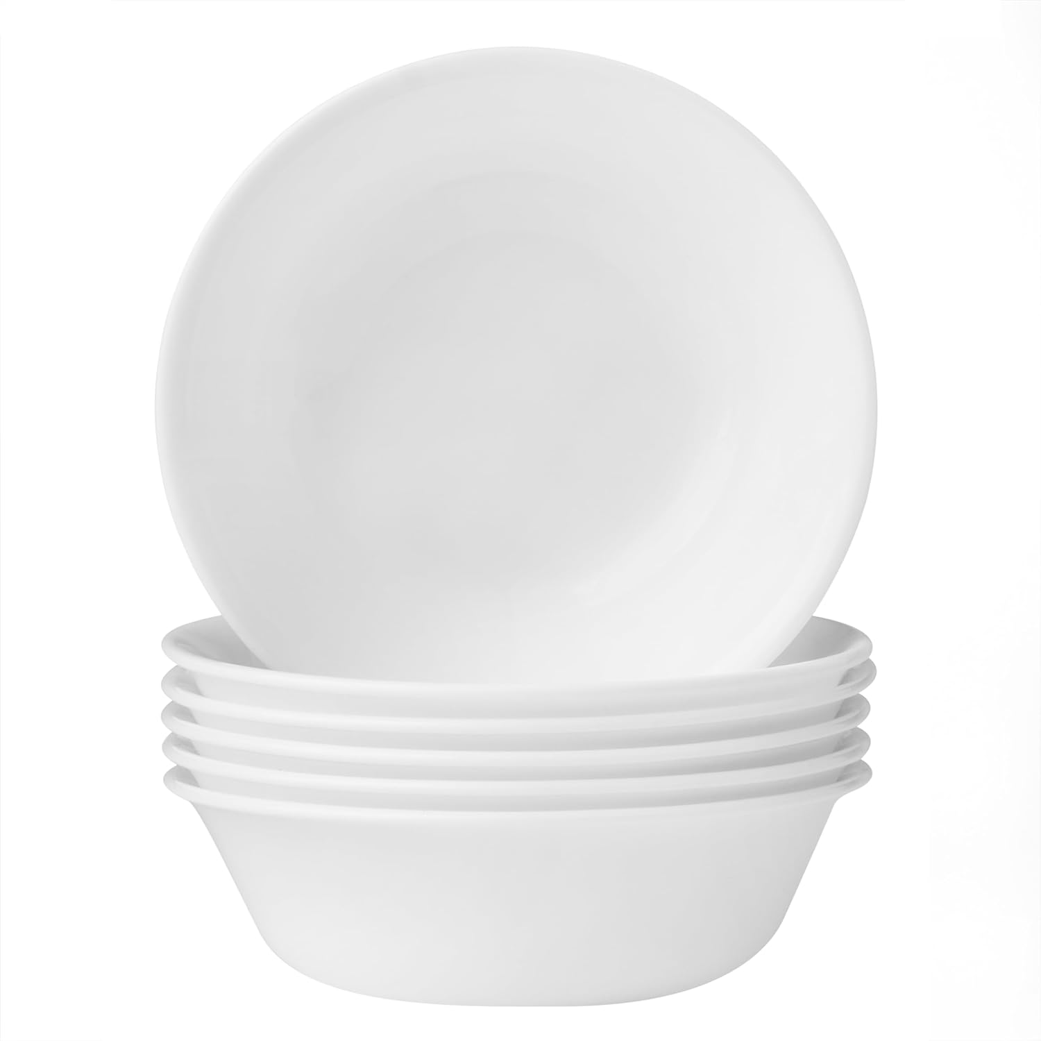 Corelle Vitrelle 6-Piece Soup/Cereal Bowl Set, Triple Layer Glass and Chip Resistant, 18-Oz Lightweight Round Bowls, Winter Frost White