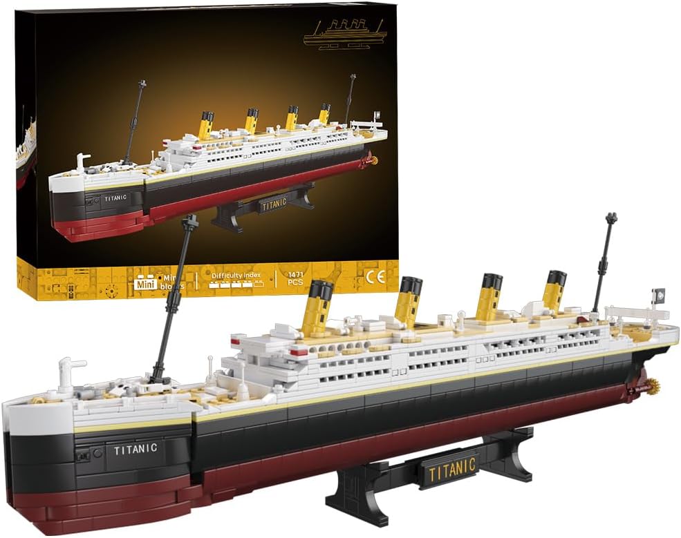 Titanic Boat Model Building Block Set, 1465 Pieces Cruise Ship Model，DIY Educational Titanic Toys for 8+