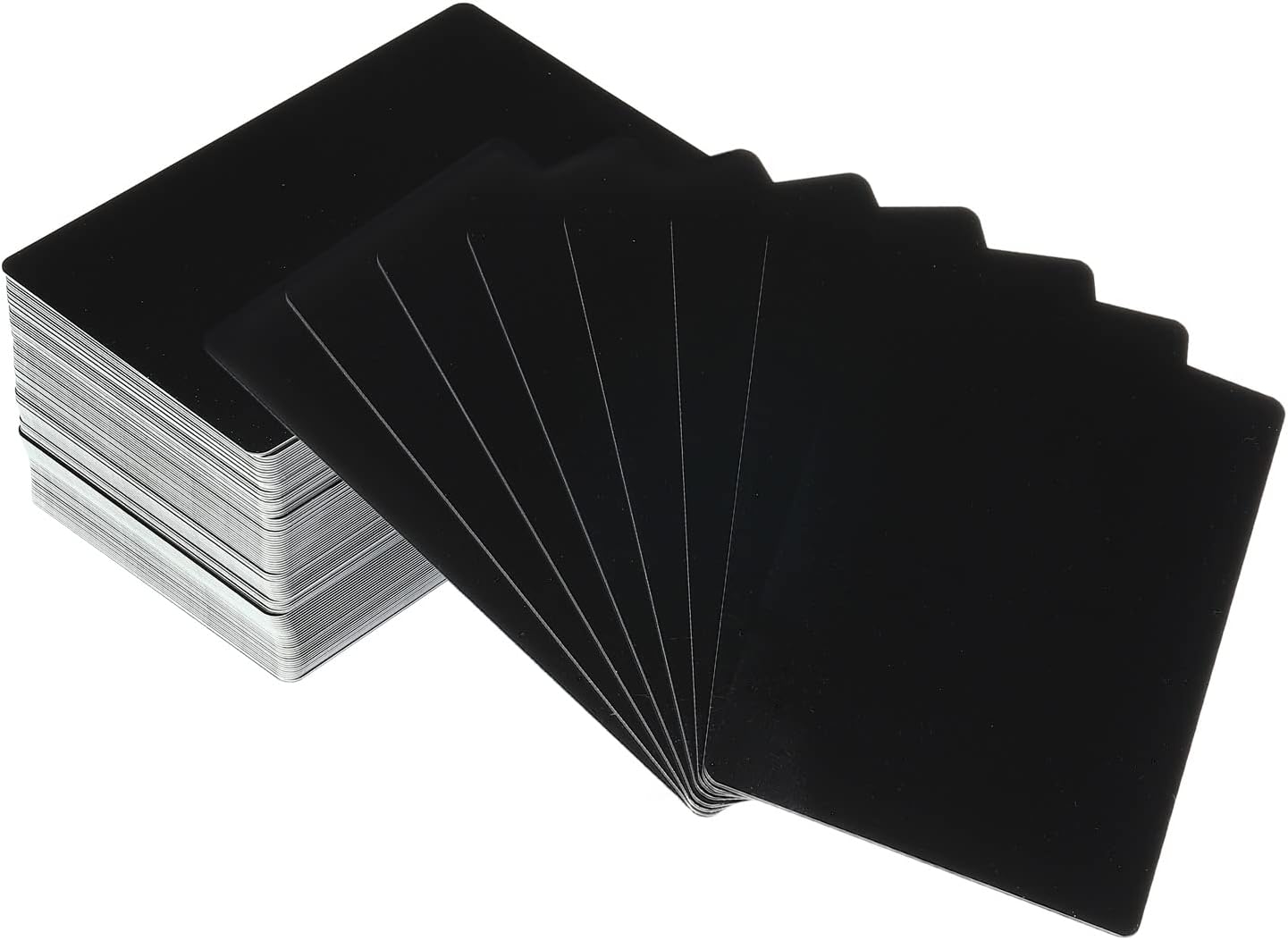 PATIKIL 100 Pack Metal Business Cards Blank, 0.45mm Thick 3.4x2.1 Inch Aluminum Laser Engrave Printable Name Card for Custom DIY, Black