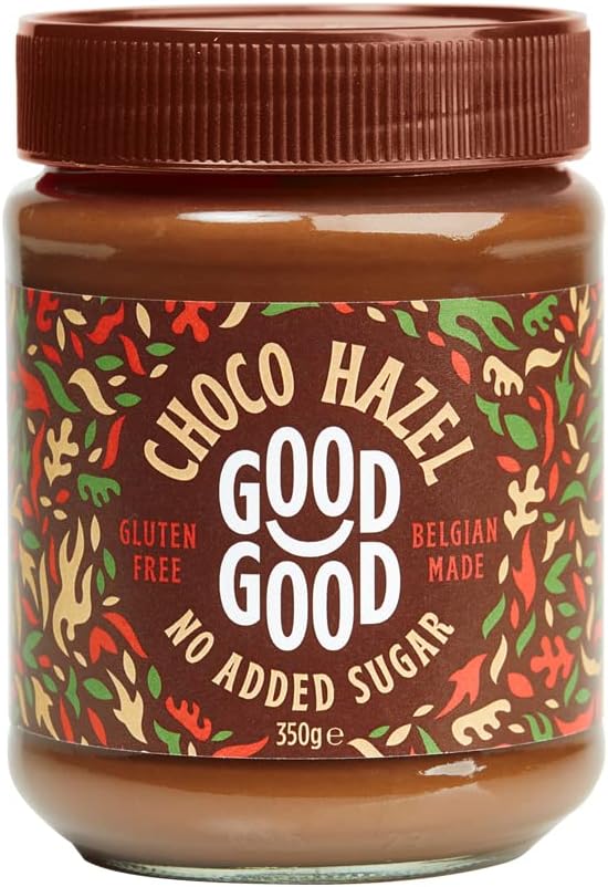 GOOD GOOD Belgian Choco Hazel with Stevia and Maltitol - No Added Sugar - Chocolate Hazel Spread - Gluten Free - Vegetarian Friendly - 12 oz (350g)
