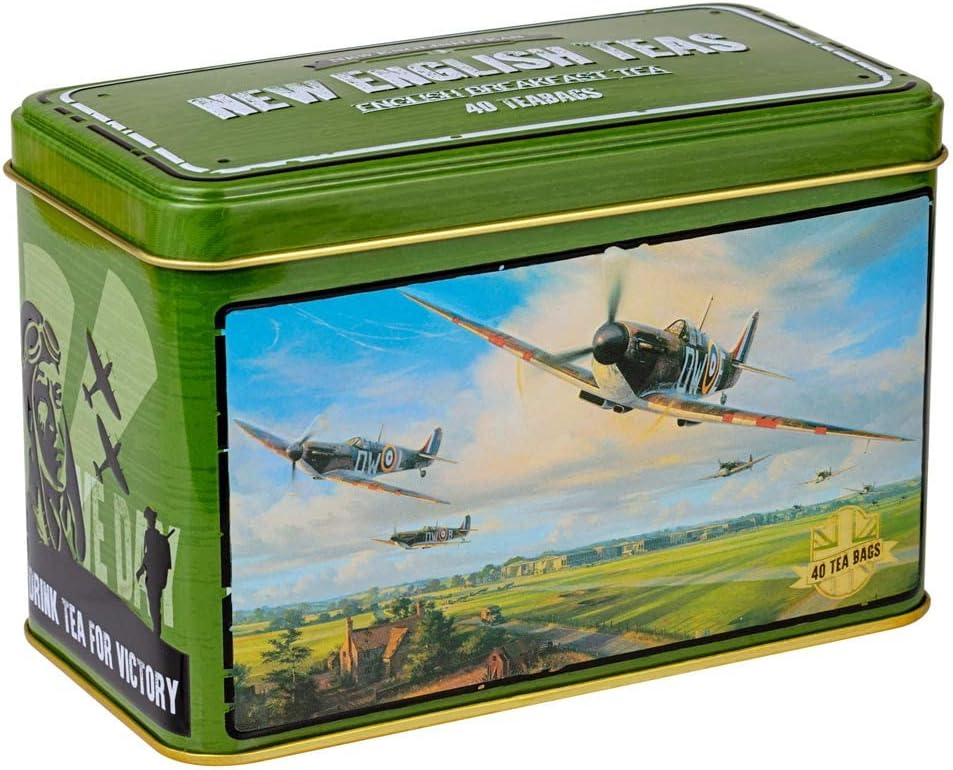 New English Teas Vintage Supermarine Spitfire Tea Tin with 40 English Breakfast Teabags