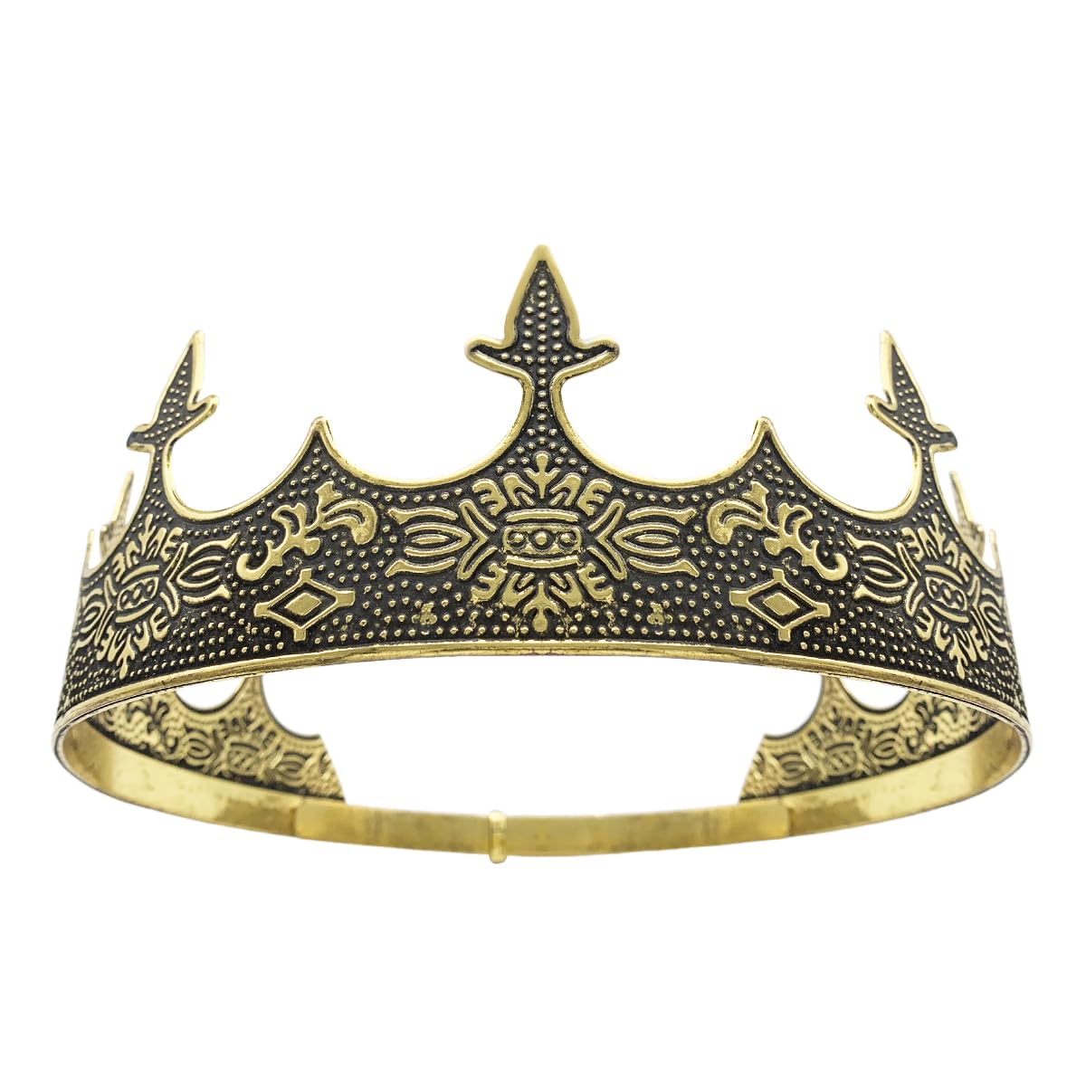 King Crowns for Men, Theme Party Metal Hair Band for Men Headband Black Headbands (Pale Gold)