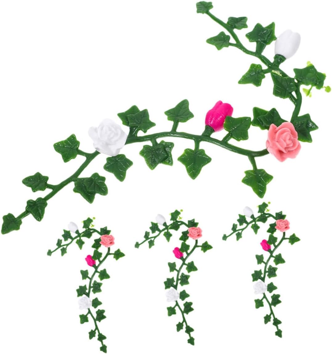 Milisten 4pcs Miniature Dollhouse Flower Vines Realistic Garden Decoration for Dollhouse Accessories Lifelike Faux Flowers for Creative Layouts Low Maintenance and Design