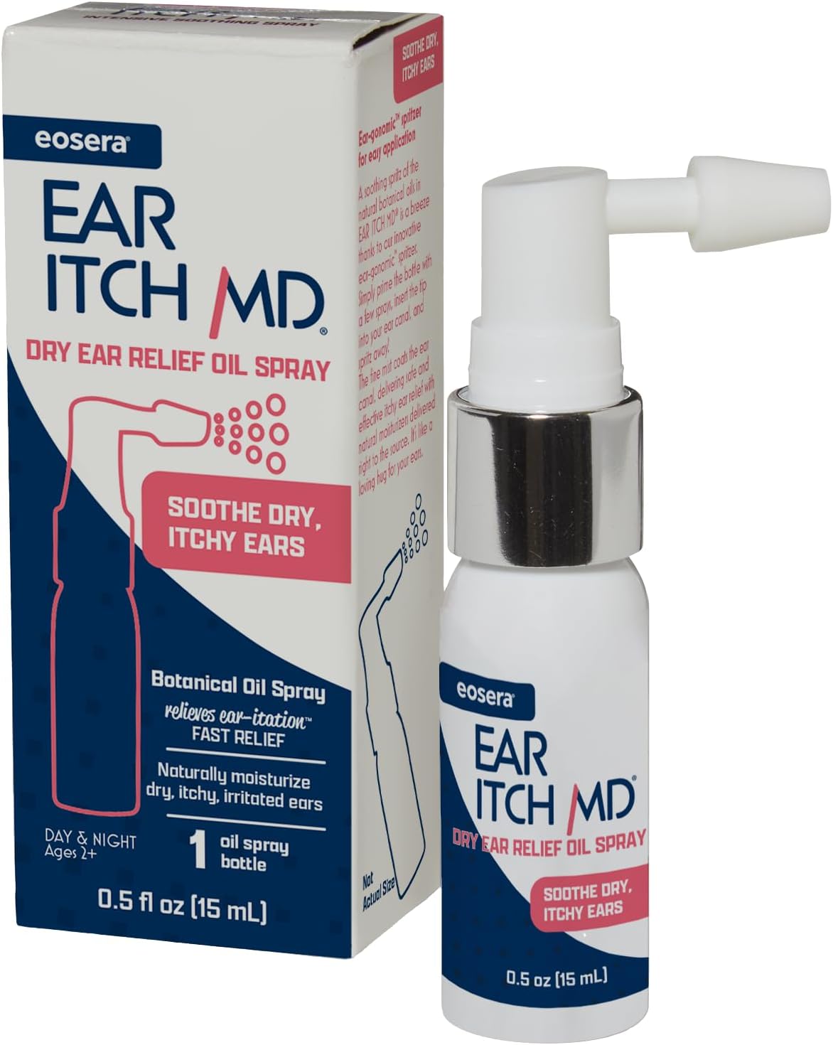 eosera® Ear Itch MD® - Ear Drops for Itchy Ears | Dry Ear Relief | Soothing Spray | Moisturizing Formula | Allergies, Eczema, Dermatitis, Psoriasis, Perimenopause, Menopause, Hearing Aids