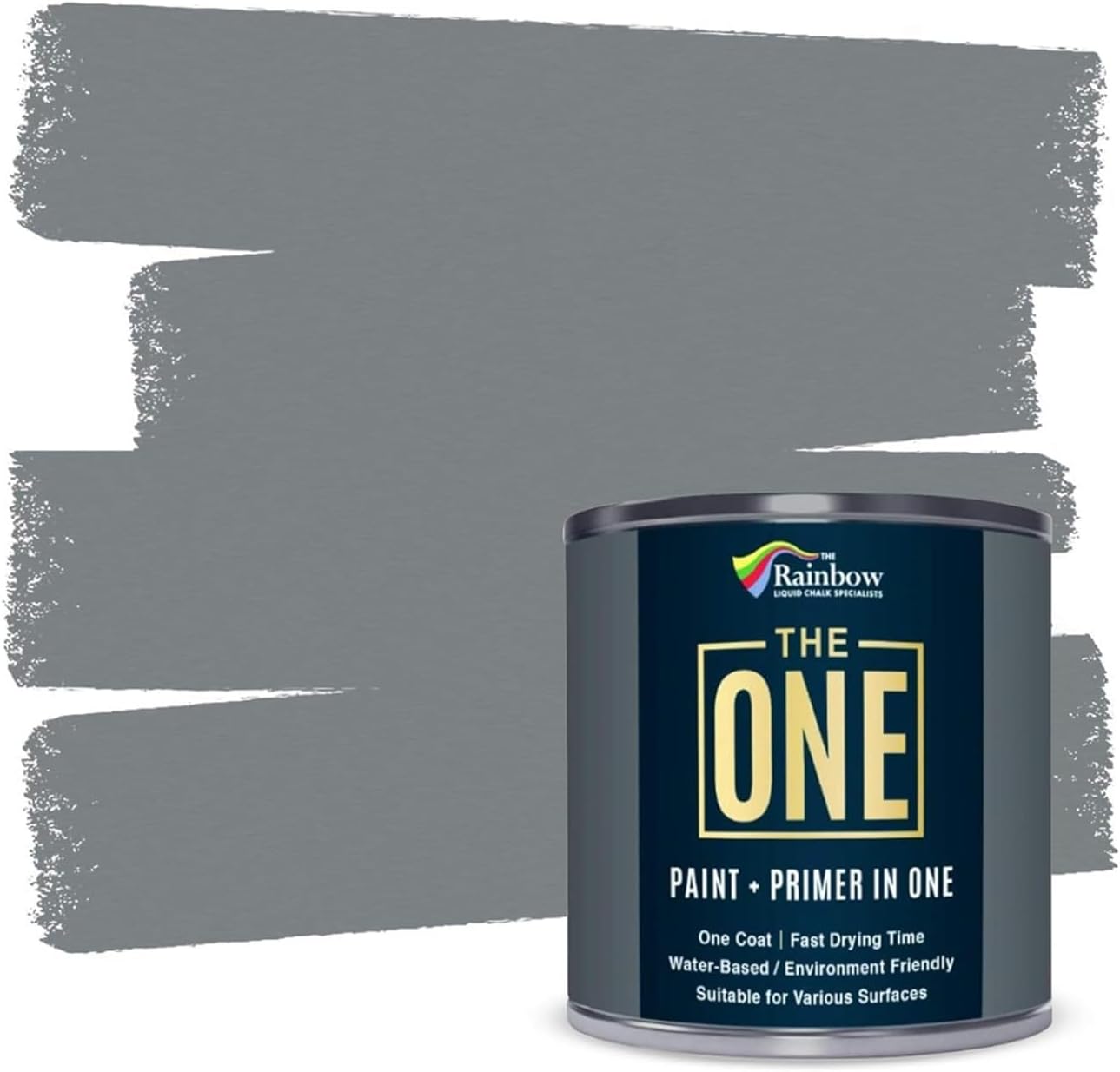 THE ONE Paint & Primer: Most Durable All-in-One Furniture Paint, Cabinet Paint, Front Door Paint, Wall Paint, Bathroom, Kitchen - Fast Drying Craft Paint Interior/Exterior (Grey, Matte, 8.5oz)