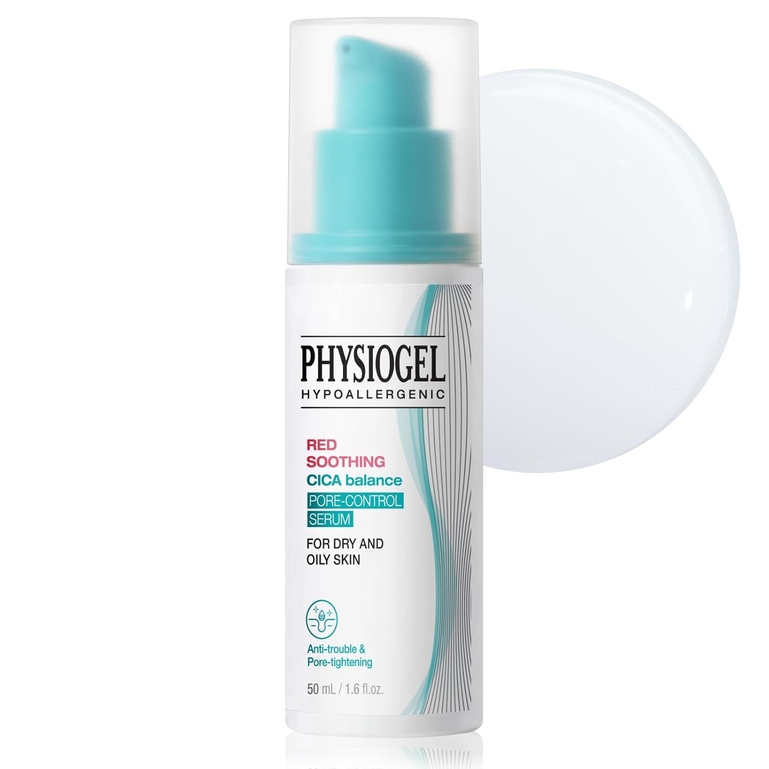 Physiogel Red Soothing CICA Balance Pore-Control Serum, Niacinamide Facial Exfoliant for Blackheads, Pore Minimizer Serum for Face, Korean skin care, 1.69 fl.oz