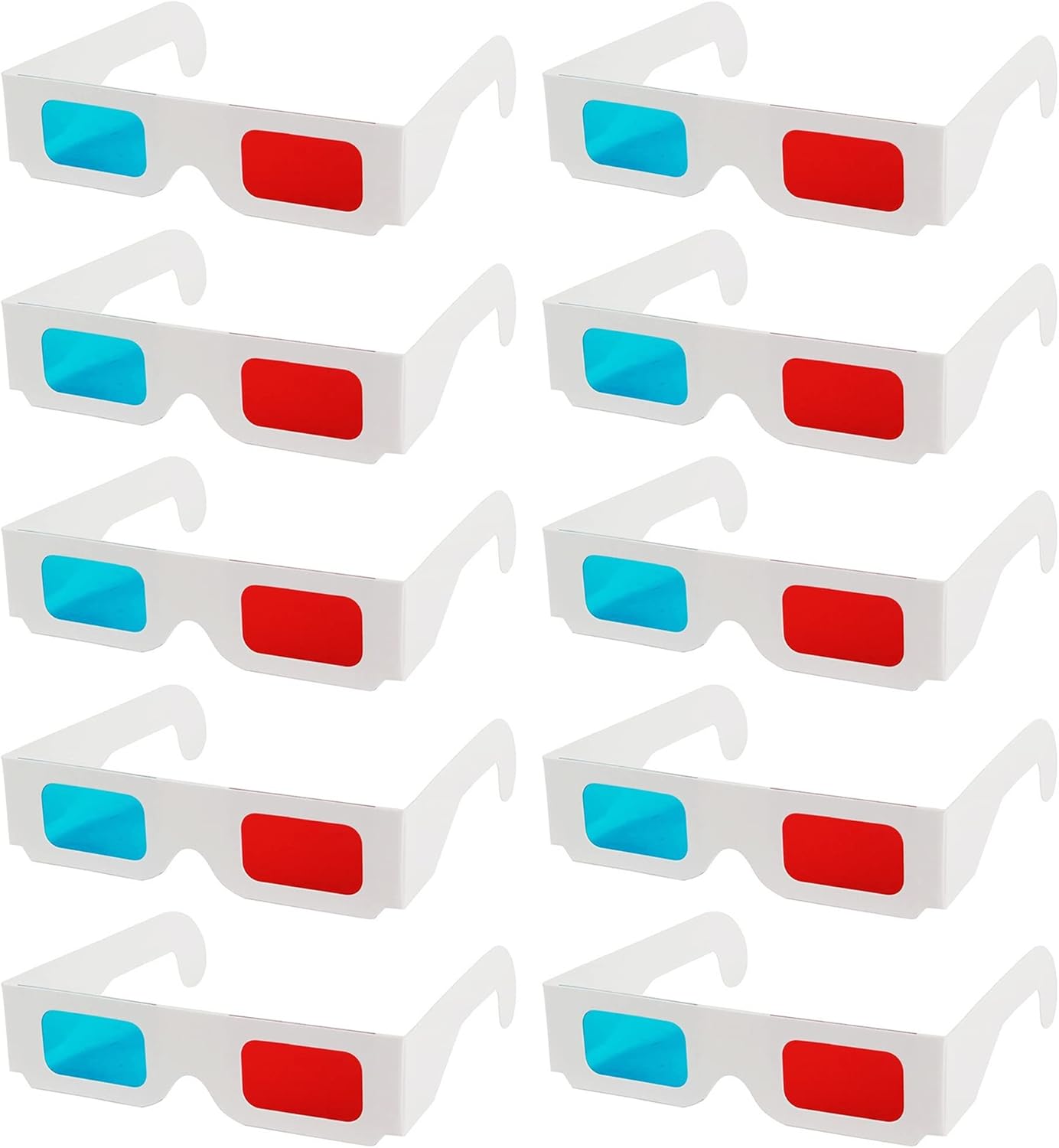 3D Glasses Anaglyph 3D Glass, 10Pcs Red and Cyan Anaglyph Paper Cardboard 3D Glasses 3D Virtual Video View 3D Video Glass for TV Movies Video Games Internet Images (Home & Cinema)