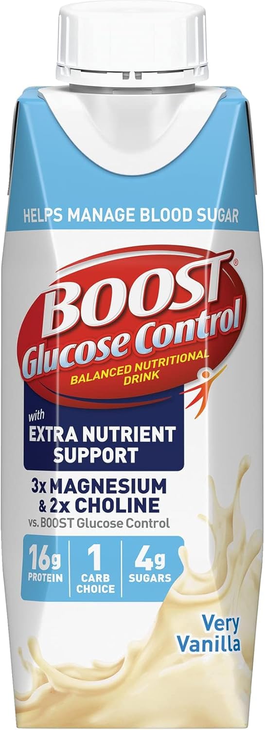 BOOST Glucose Control Ready to Drink Nutritional Drinks with Extra Nutrient Support Drink, Very Vanilla, Carton, 8 Fl Oz, Pack of 24