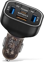 6 Ports 6 in 1 Multi port PD30W Fast Charge USB C Car Charger 12v 24v Cigarette Lighter Adapter compatible with Iphone 16 15 14 13 12 11 Samsung Huawei Xiaomi and more Android Phone Car Charger