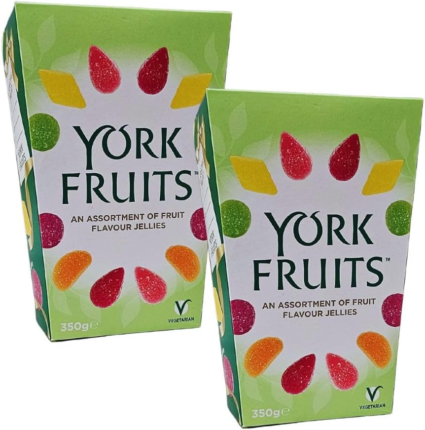York Fruits Flavoured Jelly Gift Box 350g (Pack of 2) - with thank you sticker - Assorted Flavour Fruit Jellies - Christmas Fruit Gifts - Sweets Gift, Vegetarian - Stocking Fillers