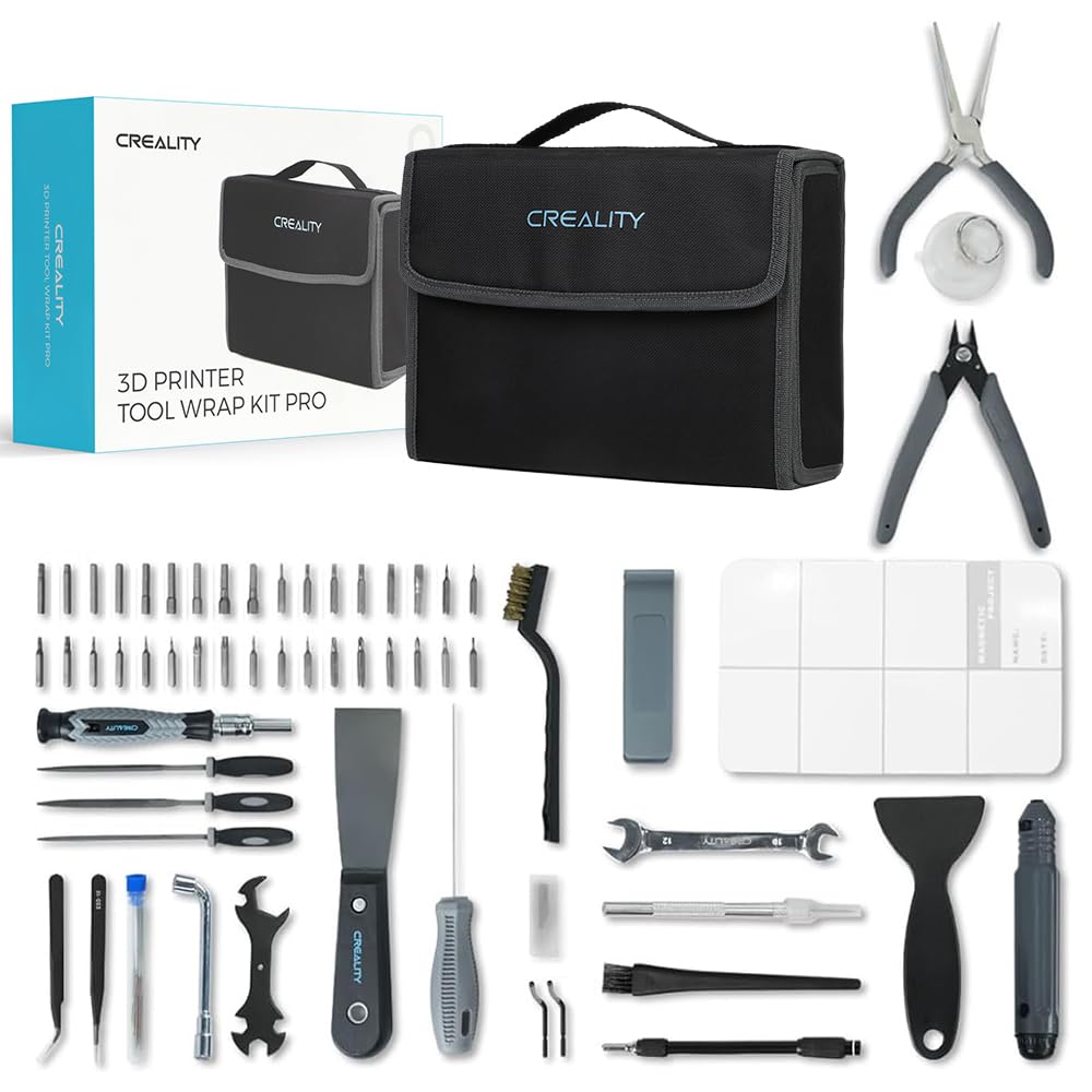 Creality Official 3D Printer Tools Kit, 74 Pcs 3D Printing Tool Wrap Kit Assembly/Removal/Finishing/Deburring/Filament Cutting/Nozzle Cleaning/Printing Tool, Model Tool Kit for All FDM Printers
